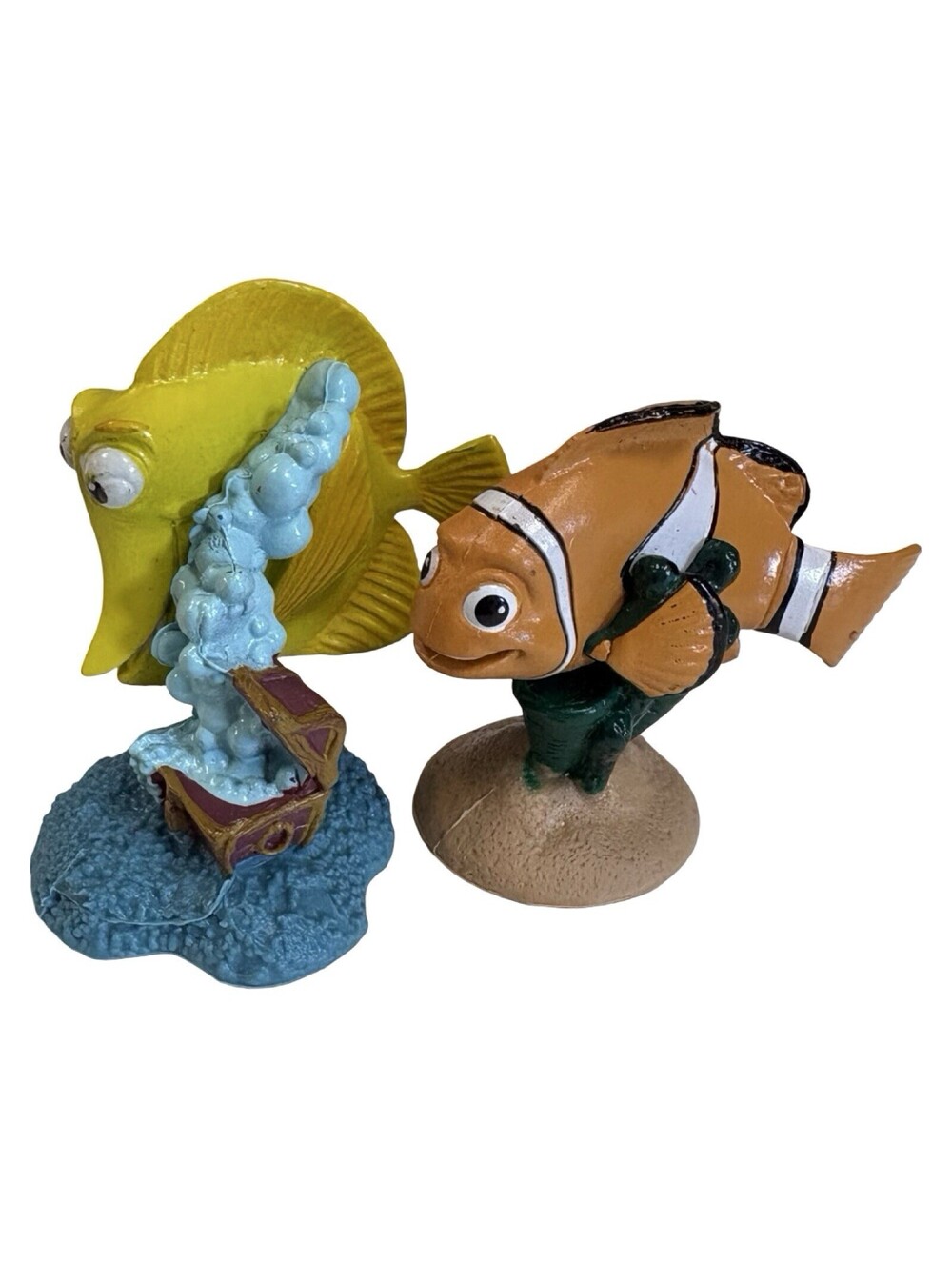 Disney Pixar Finding Nemo Lot Of 2 Toy Figurines Cake Toppers Marlin & Bubbles